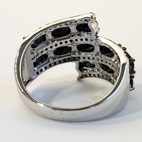 VTG NIB 925 Black Spinel ByPass "Hauntingly Glam" Ring 8.89ctw - Picture 9 of 11